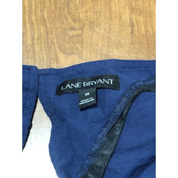 Lane Bryant Blue Tunic Shirt Short Flutter Sleeve Peplum Eyelet Embroidery 28 - Picture 3 of 8